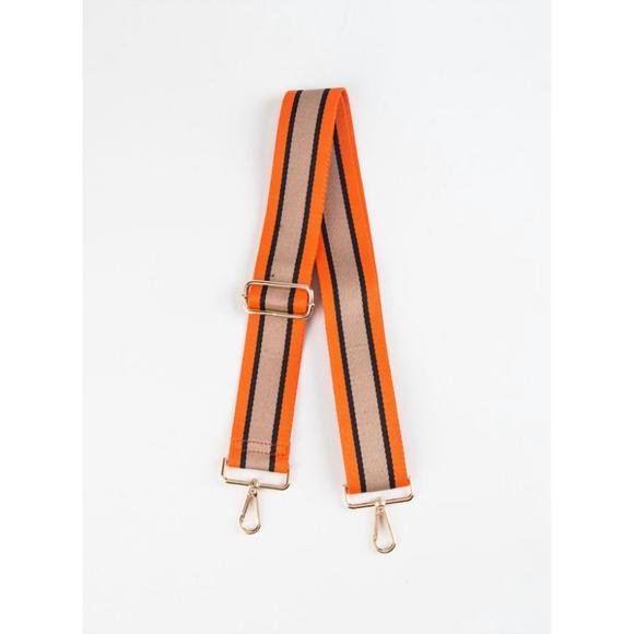 NEW AHDORNED stripe guitar strap in orange/black/khaki - Picture 1 of 1